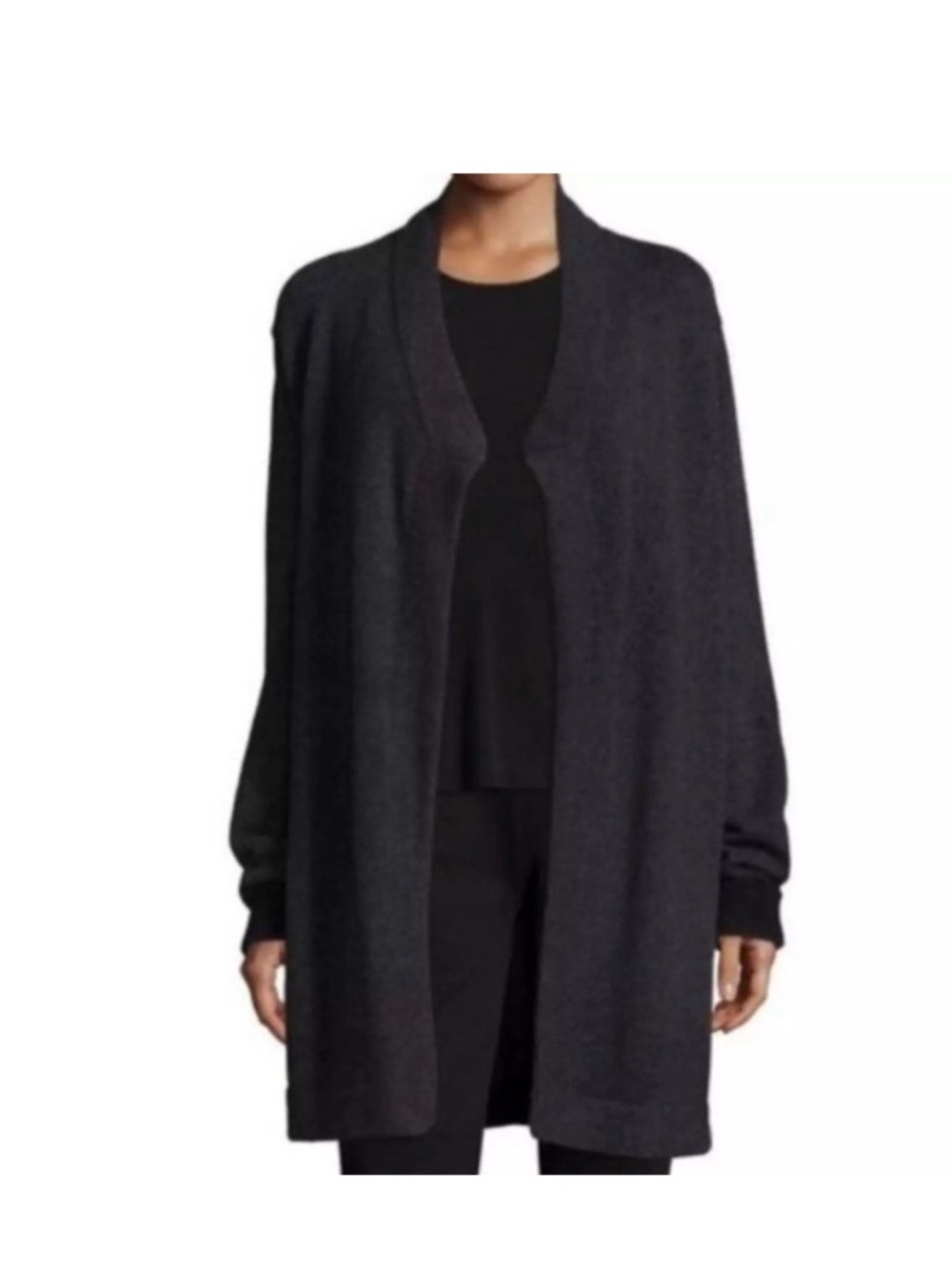 Eileen Fisher Open-Front Dark Gray Women's Cardigan Sweater. 100% cashmere